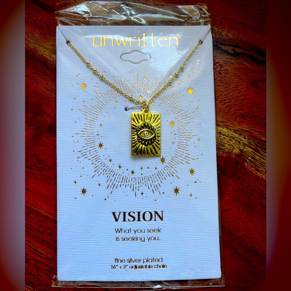 Unwritten Vision Eye necklace. Adjustable chain. NWT.